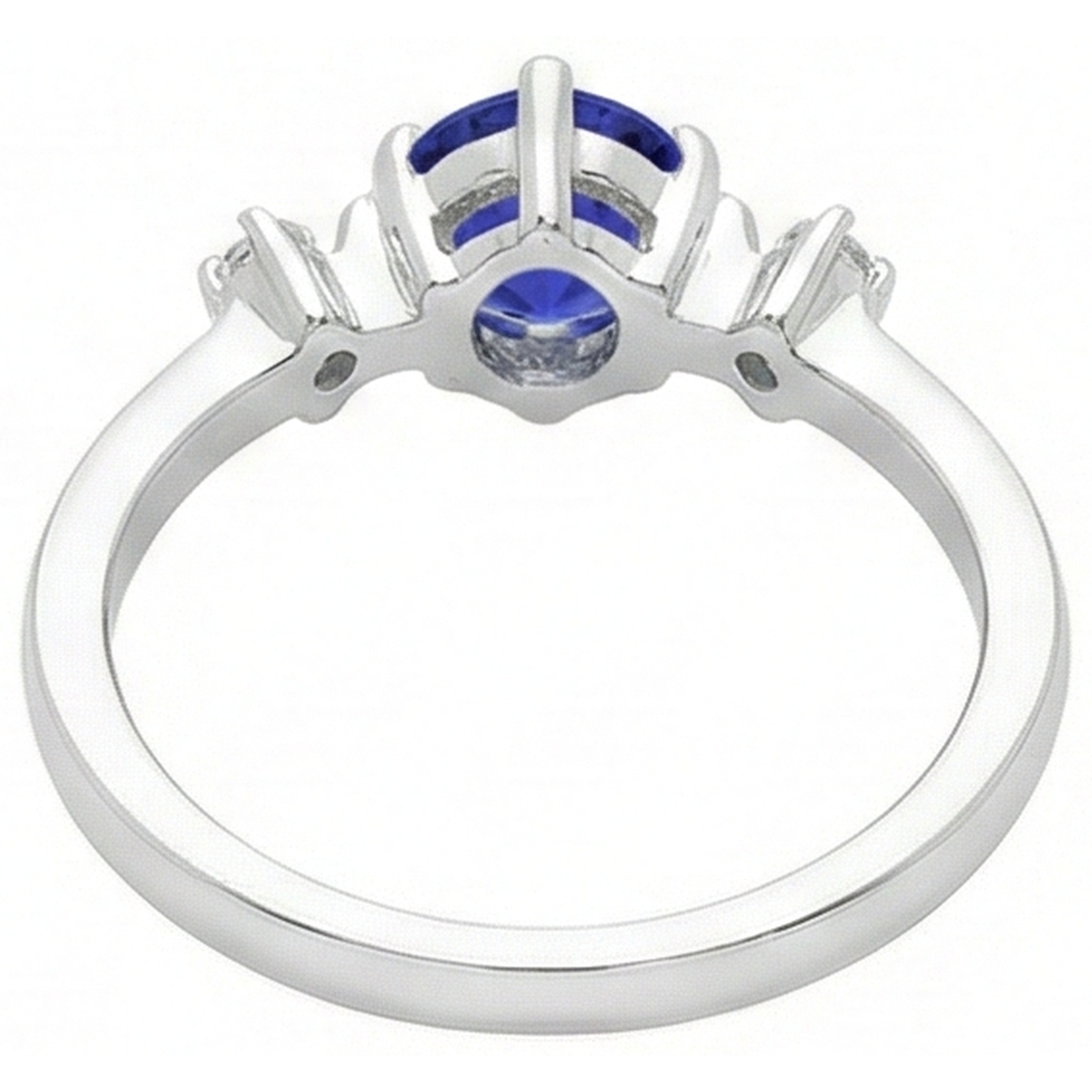 natural round tanzanite 0.75ct ring with diamond accents