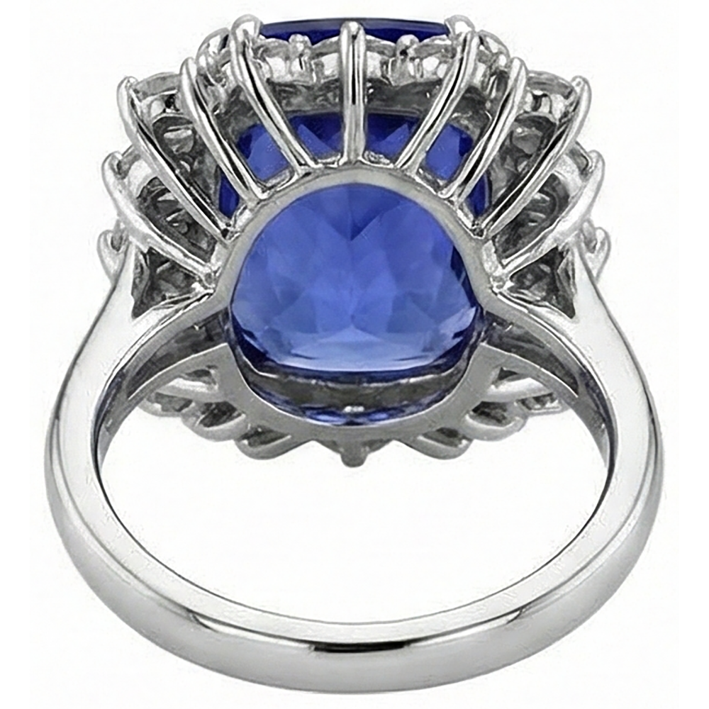 natural round tanzanite 6.50ct ring with diamond accents