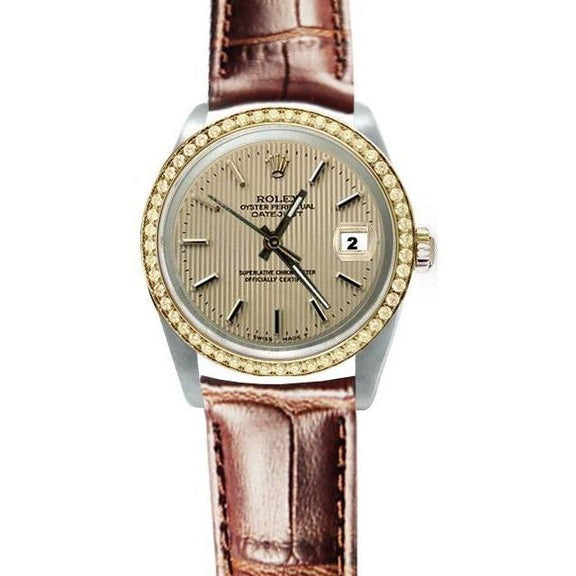 Tapestry Stick Dial Leather Band Rolex Datejust Men Watch Oyster QUICK SET
