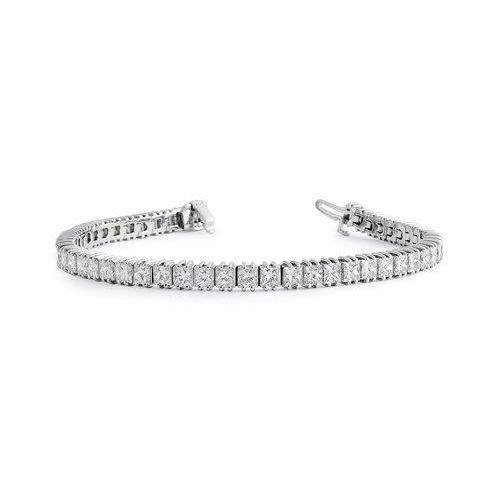 Tennis Bracelet 12.60 Carats Princess Cut Sparkling Natural Diamonds WG