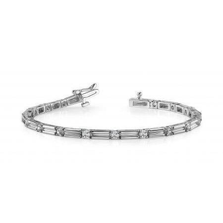 Tennis Bracelet 2.55 Carats Round Cut Diamonds Real White Gold 14K - Tennis Bracelet-harrychadent.ca
