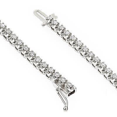 Tennis Bracelet White Gold 14K Round Real Diamonds White Gold 6 Ct