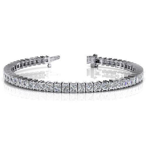 Tennis Bracelet Wg 14K Princess Cut Sparkling 11 Carats Lab Grown Diamonds