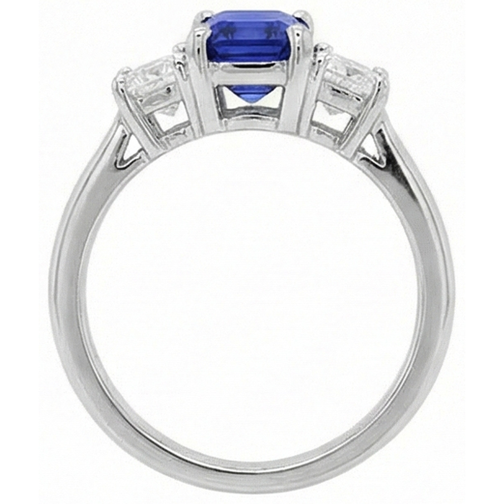 natural emerald sapphire 2ct ring profile view