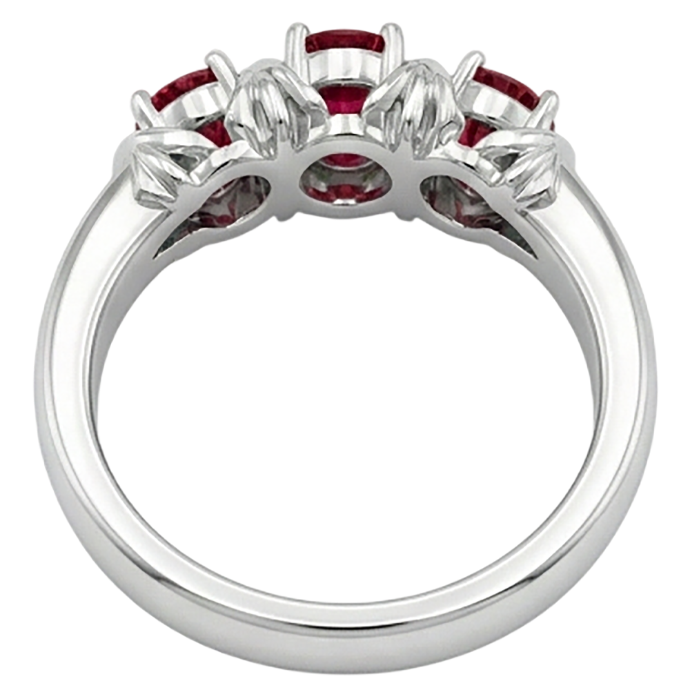 Three-Stone Ring 0.60 Carats Antique Style Ruby Women Jewelry