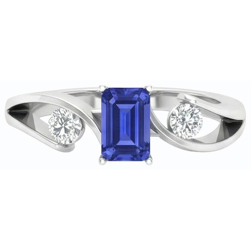 natural emerald sapphire 1.75ct ring profile view