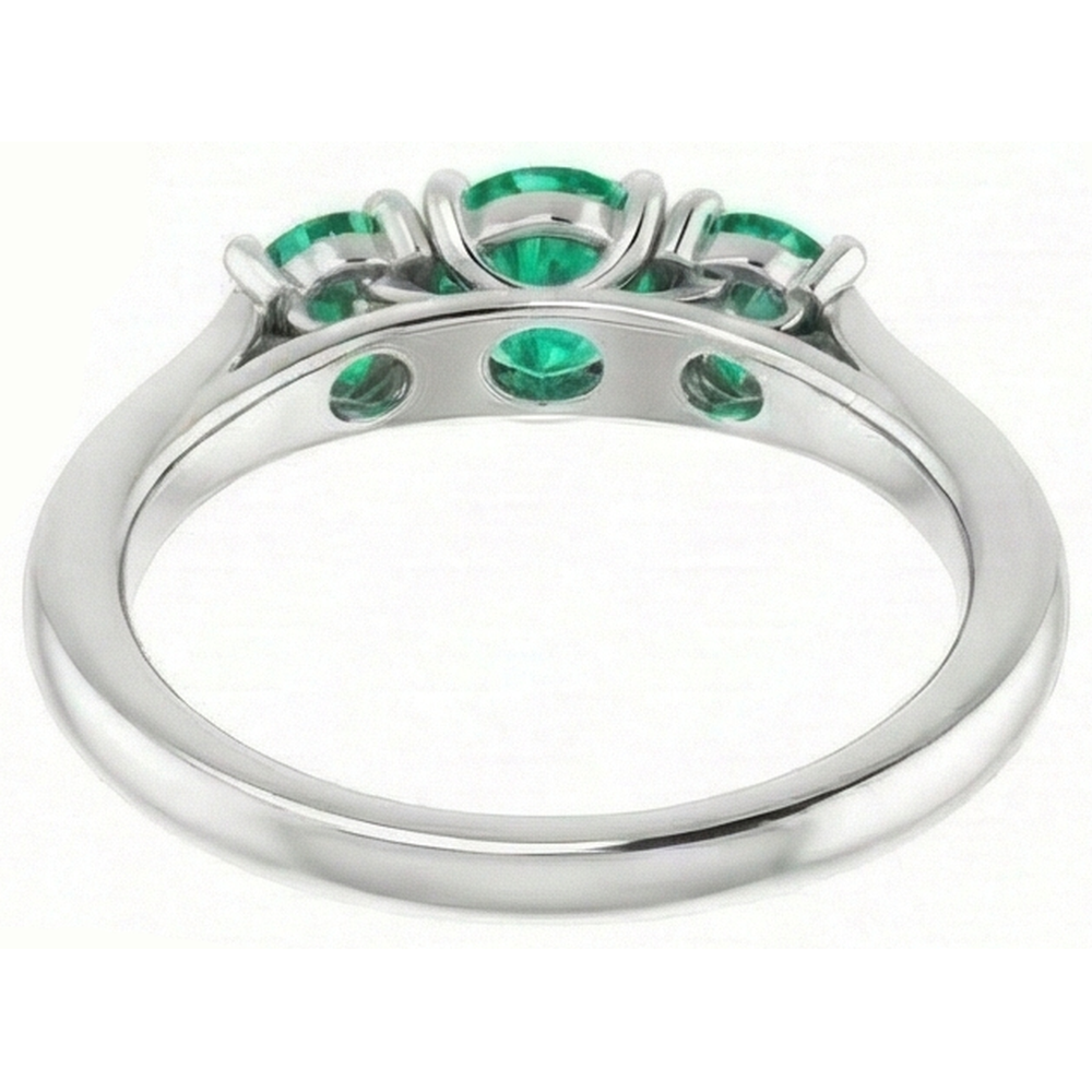Three Stone Style Natural Earth Mined Diamond ( Not Lab Grown ) Green Emerald Engagement Ring 1.10 Carats
