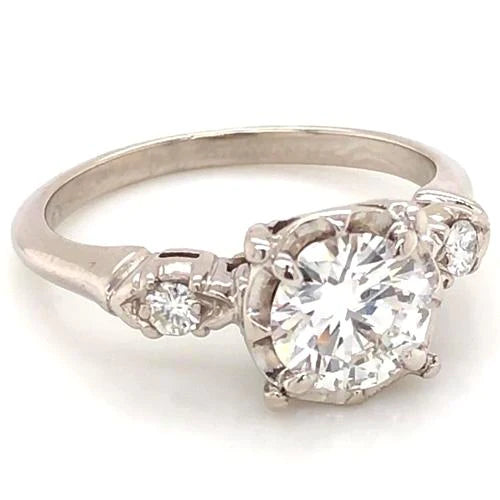 Three-Stone Engagement Ring 2.60 Carats Genuine Diamond 4 Prong Setting Women Jewelry