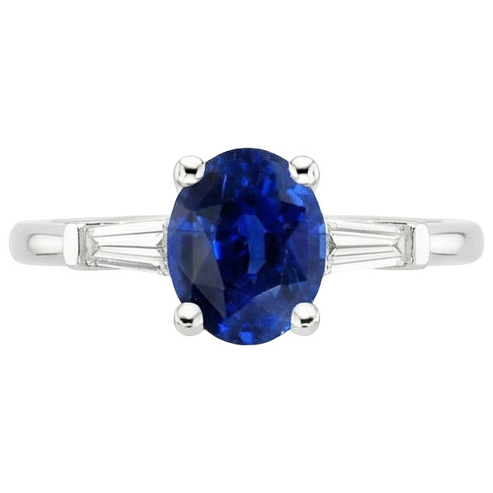 natural oval sapphire 3ct ring on white background