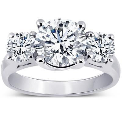 Three Stone 1.70 Carats Real Diamonds Anniversary Ring Gold White 14K - Three Stone Ring-harrychadent.ca