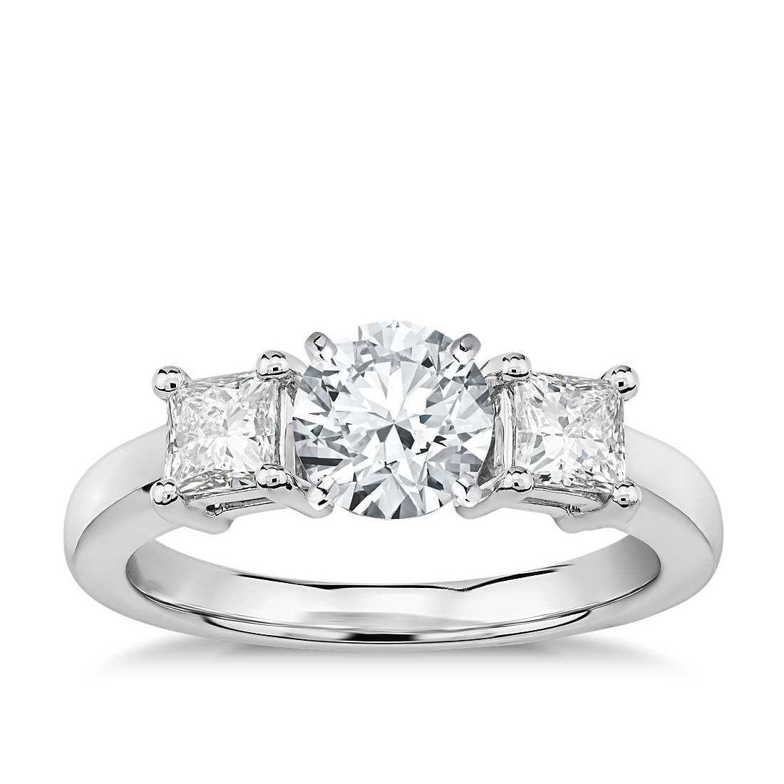 Three Stone 3.75 Ct Real Diamonds Anniversary Ring White Gold 14K