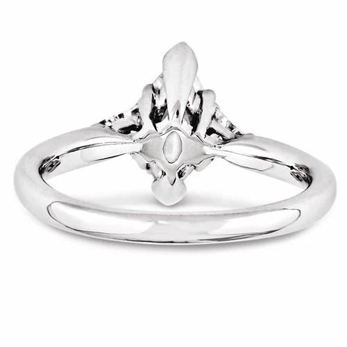 Three Stone Real Diamond Engagement Ring 1.30 Carats 14K White Gold