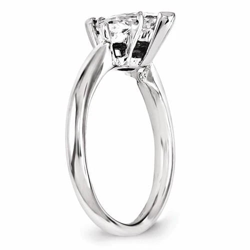 Three Stone Real Diamond Engagement Ring 1.30 Carats 14K White Gold