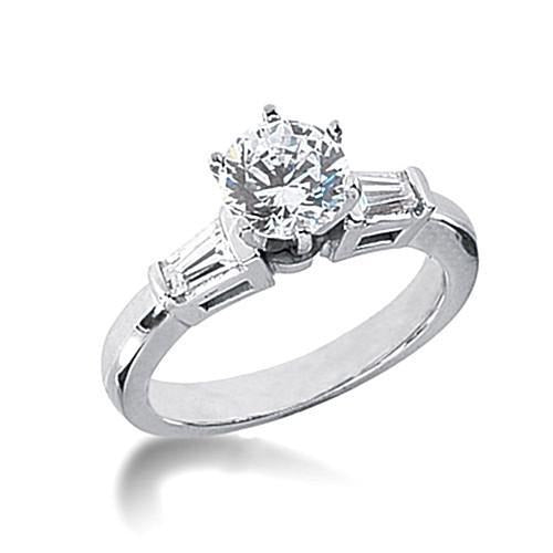 Three Stone Ring Real Diamond Ring 1.85 Ct White Gold 14K New Prong Set