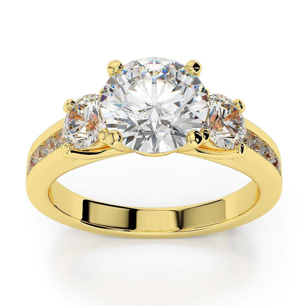 Three Stone Round Brilliant Cut 3.90 Carats Real Diamond Anniversary Ring