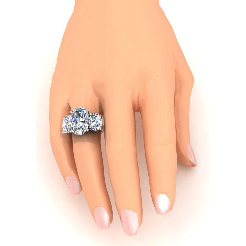 Three Stone Real Big Oval Diamond Ring