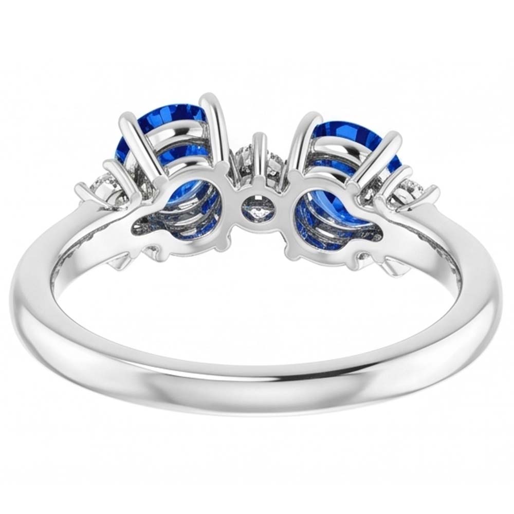 Toi et Moi Natural Earth Mined Diamond ( Not Lab Grown ) Ring 1.18 Carats Ceylon Sapphire Women Jewelry 14K