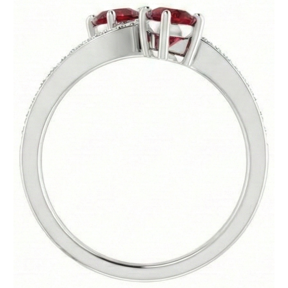 Toi et Moi Round Ruby & Natural Earth Mined Diamond ( Not Lab Grown ) Ring 2.60 Carats White Gold 14K