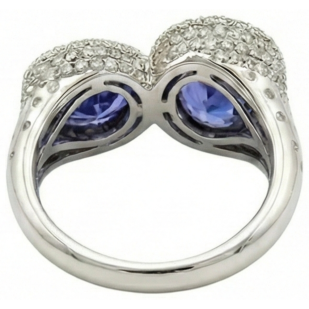 natural round tanzanite 5.50ct ring on white background