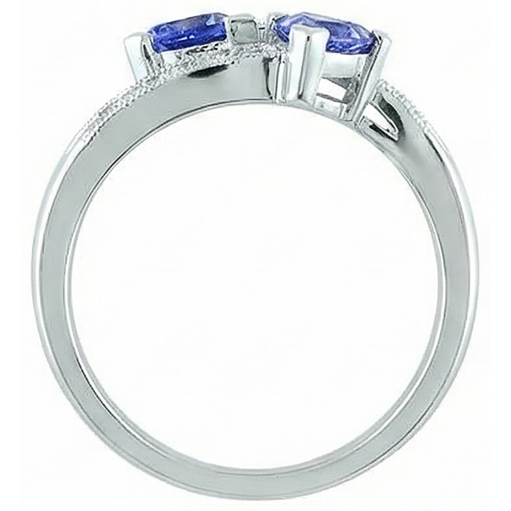 Toi et Moi Trillion Tanzanite And Round Natural Earth Mined Diamond ( Not Lab Grown ) s Ring 2.50 Carats Gold