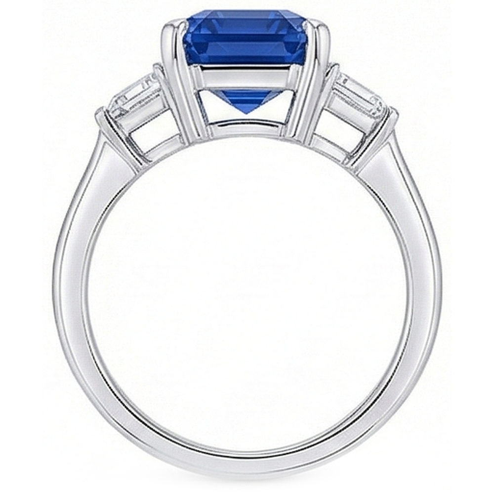 natural emerald sapphire 3.50ct ring on white background