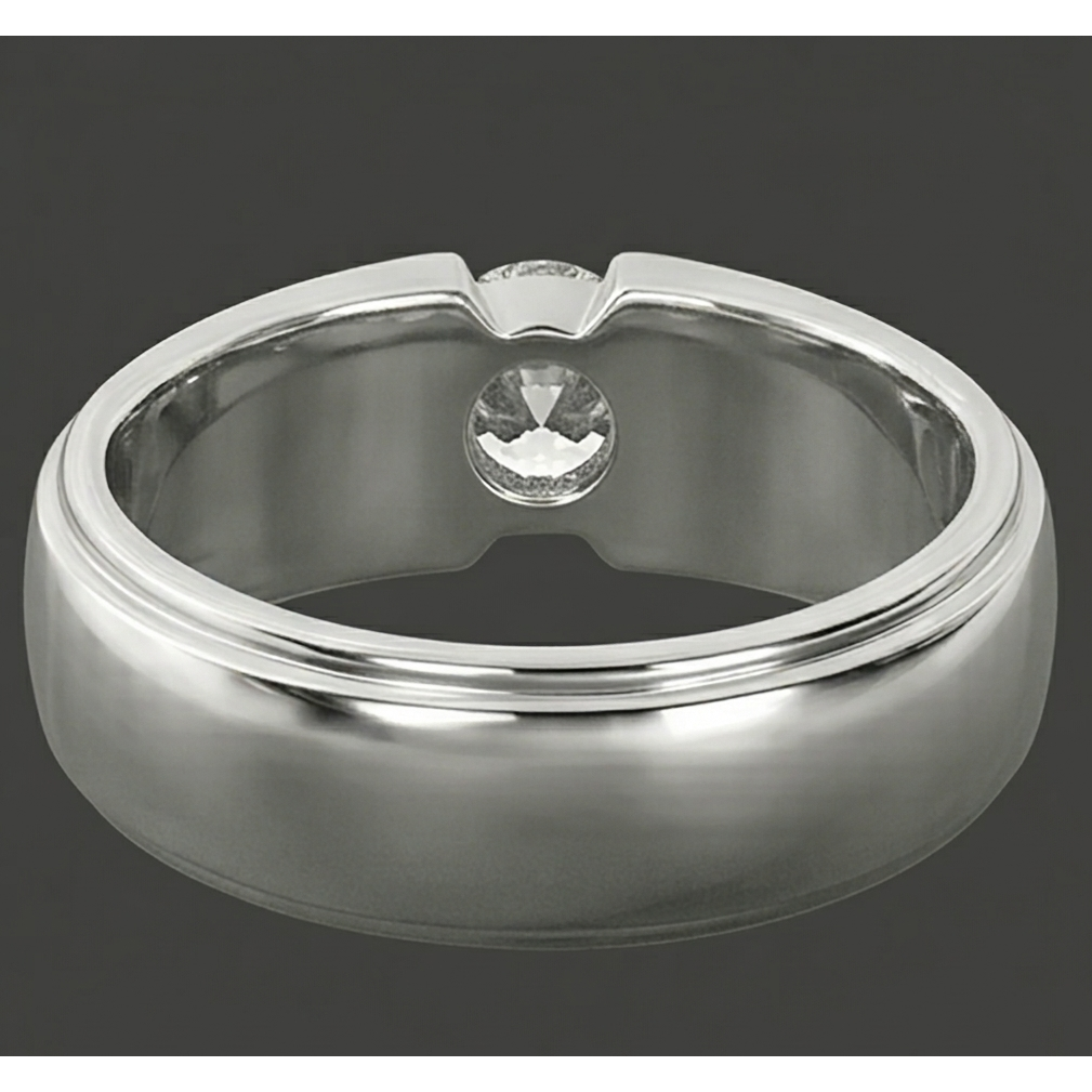 Trendy Mens Ring Real Round Natural Earth Mined Diamond ( Not Lab Grown ) Solitaire