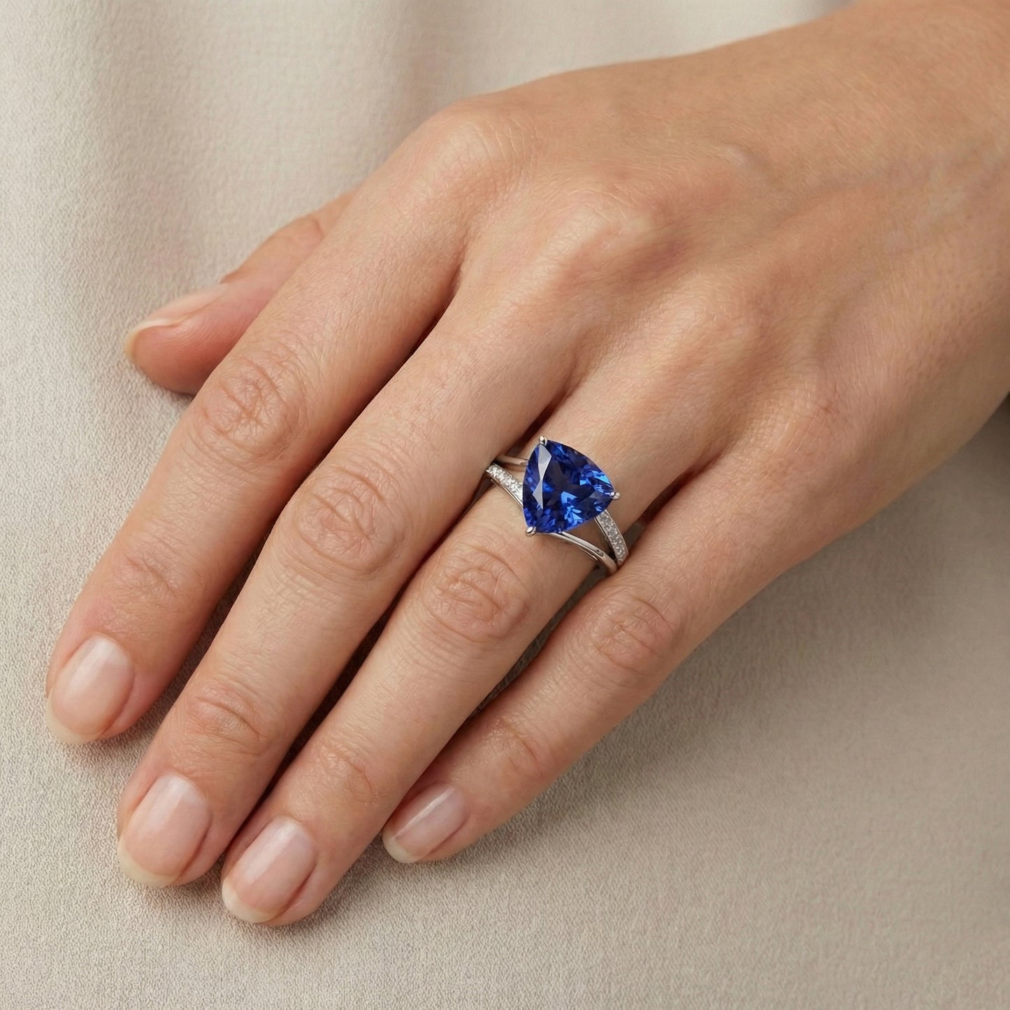 Trilliant Cut Sapphire Jewelry Natural Earth Mined Diamond ( Not Lab Grown ) Ring