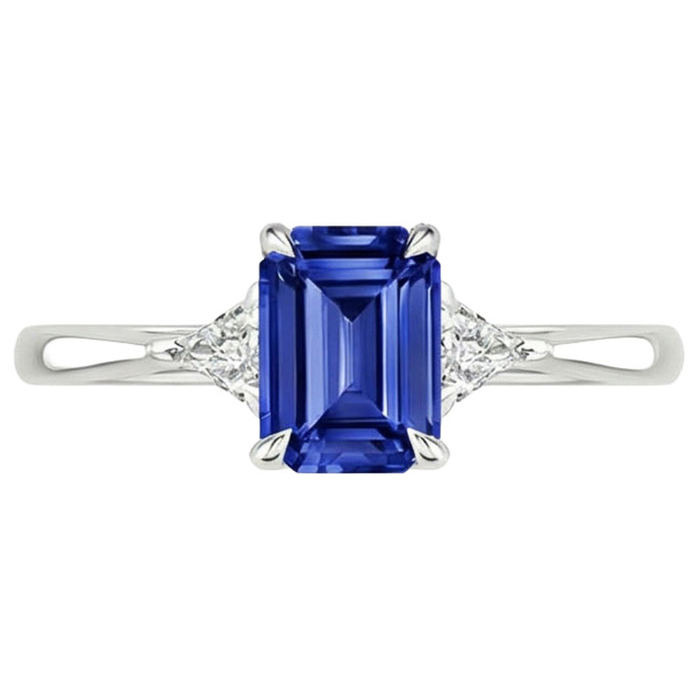 natural emerald sapphire 3.25ct ring profile view
