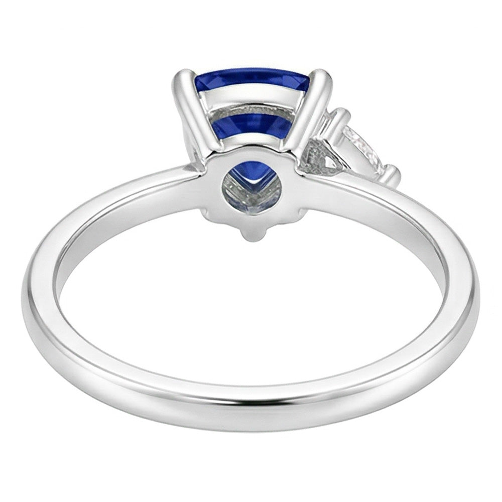 Trillion Sapphire & Natural Earth Mined Diamond ( Not Lab Grown ) Ring 1.25 Carats Women’s Jewelry