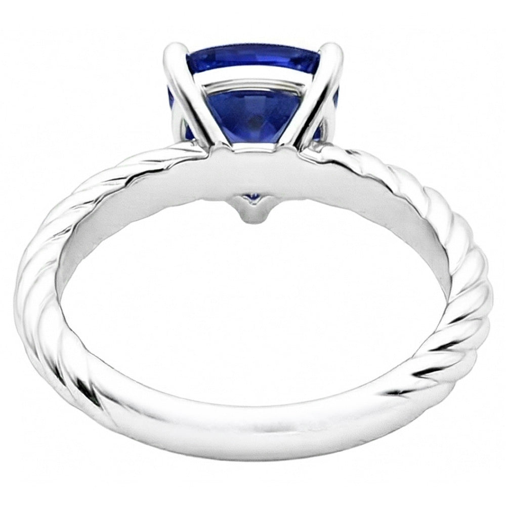 Trillion Solitaire Ring Rope Style Deep Blue Sapphire 1 Carat
