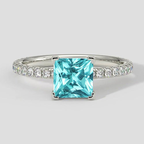Tropical Blue Cushion Paraiba Ring