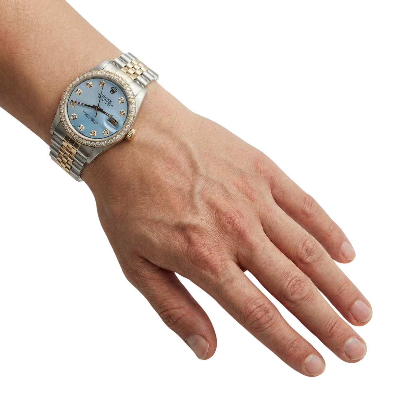 Two Tone Jubilee Watch Bezel Diamond Dial Rolex Datejust QUICK SET