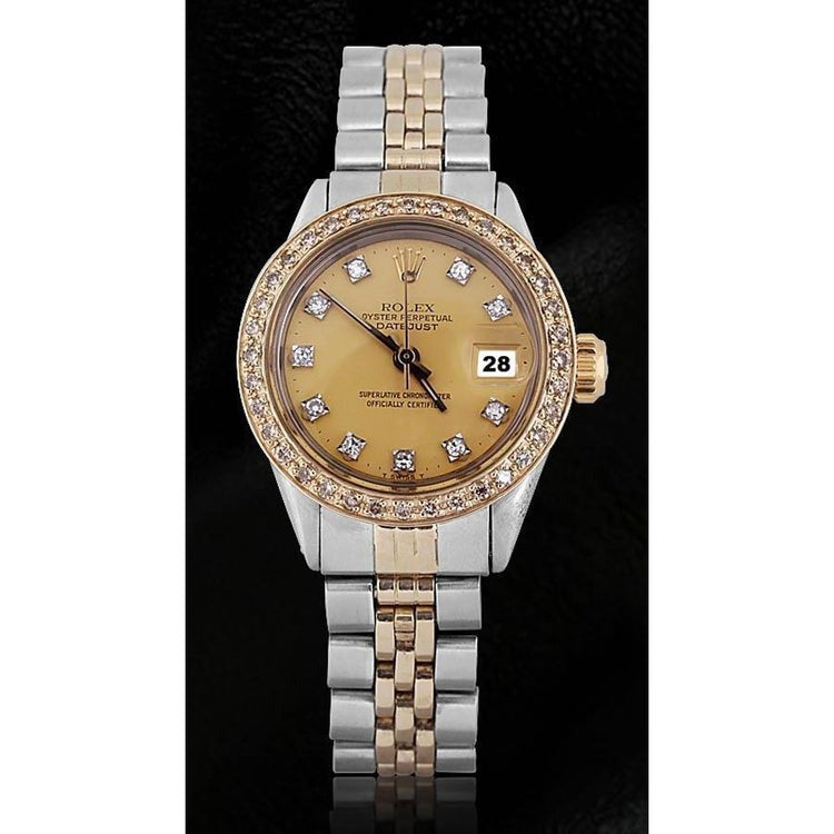 Champagne Diamond Dial Bezel Lady Watch
