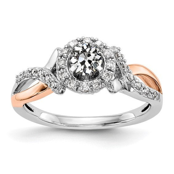 Two Tone Halo Round Old Miner Genuine Diamond Ring Split Shank 2.50 Carats