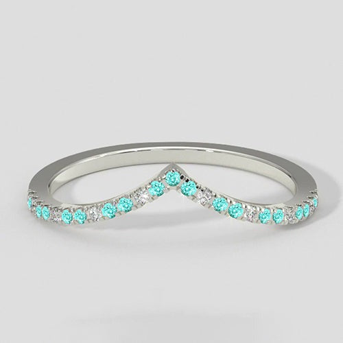 V-Shaped Paraiba Stacking Band Ring