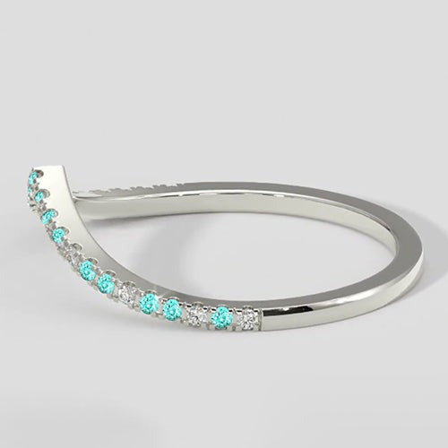 V-Shaped Paraiba Stacking Band Ring