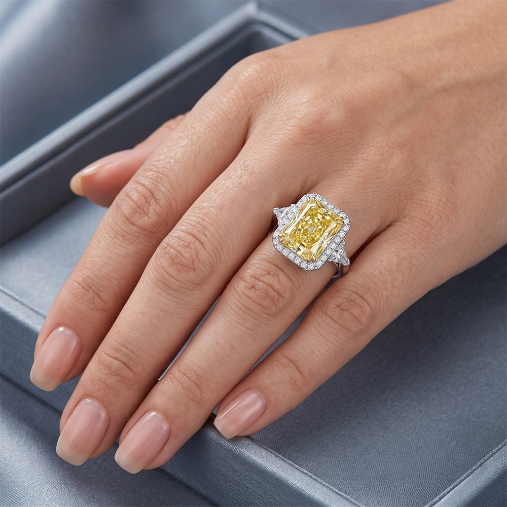 VVS Clarity Fancy Yellow Diamond Halo Setting Ring 3 ct – 14K