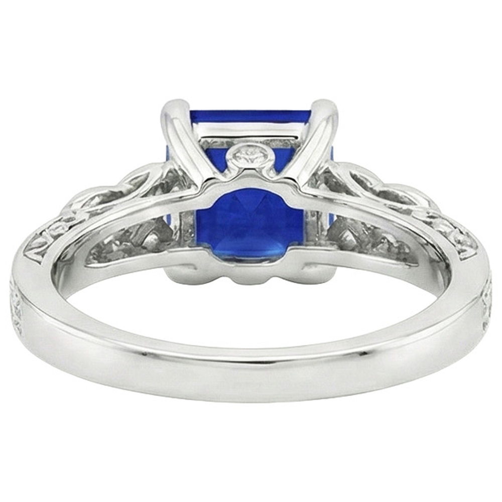 Vintage Style Ceylon Sapphire & Natural Earth Mined Diamond ( Not Lab Grown ) Ring 5.25 Carats Gold 14K
