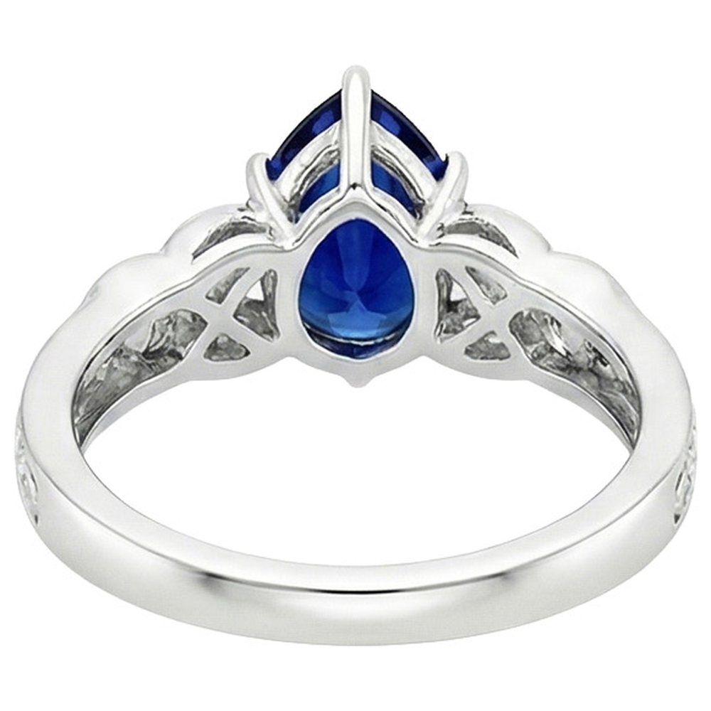 natural round sapphire 5.25ct ring on white background