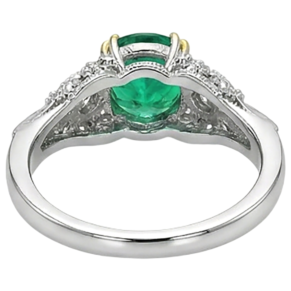Authentic Fine Emerald Precious Stone Ring – back view
