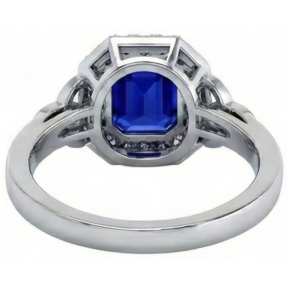 natural round sapphire 6ct ring on white background
