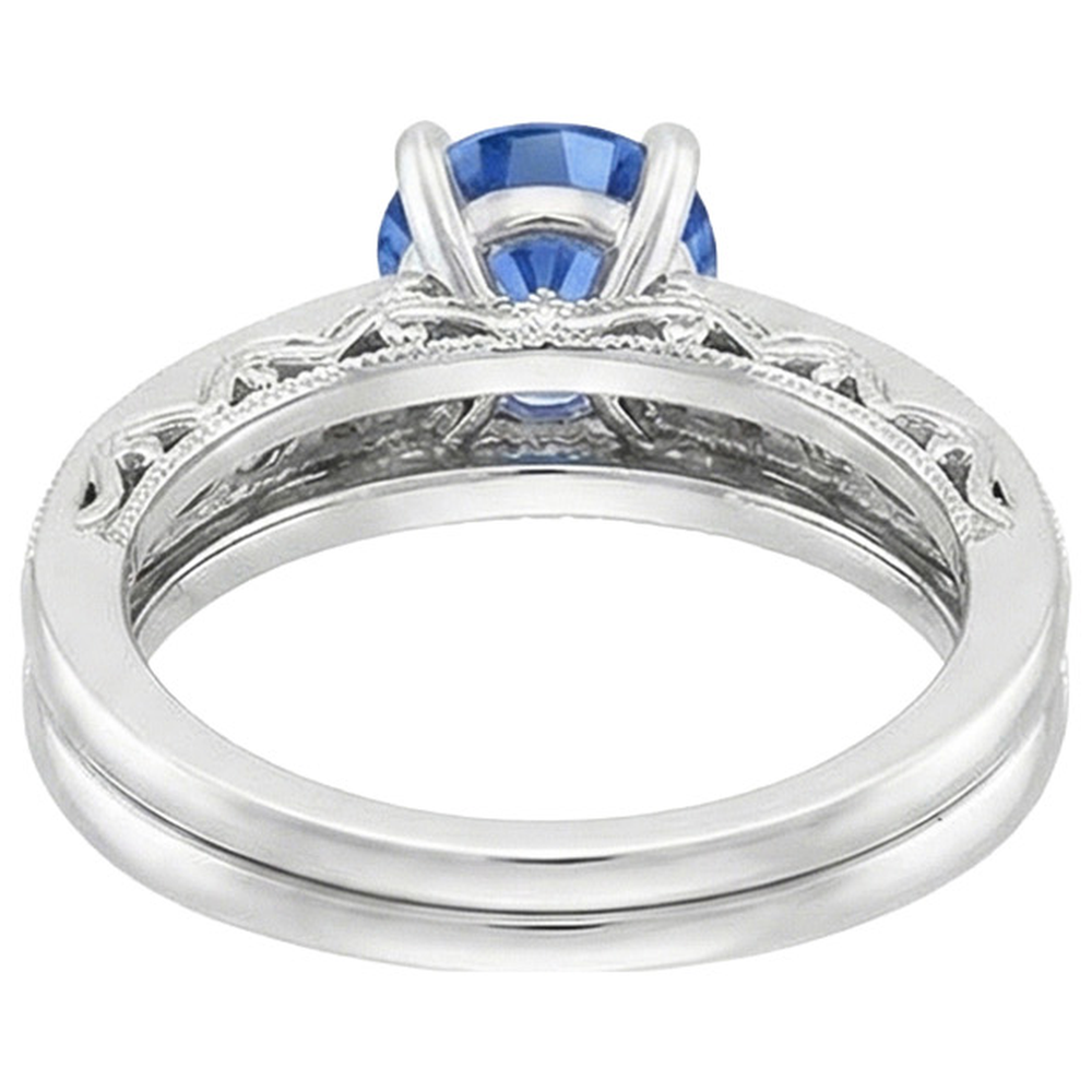 natural round sapphire 7ct ring on white background