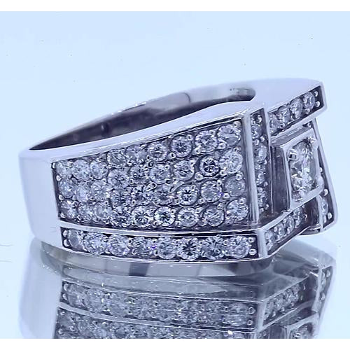 Vintage Look Men’s Ring Round Real Diamond Jewelry 3 Carats