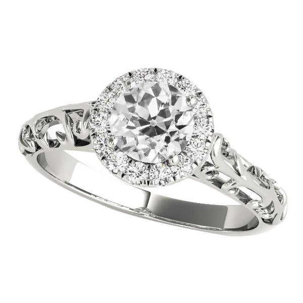 Vintage Style Halo Round Old European Real Diamond Ring 3.25 Carats