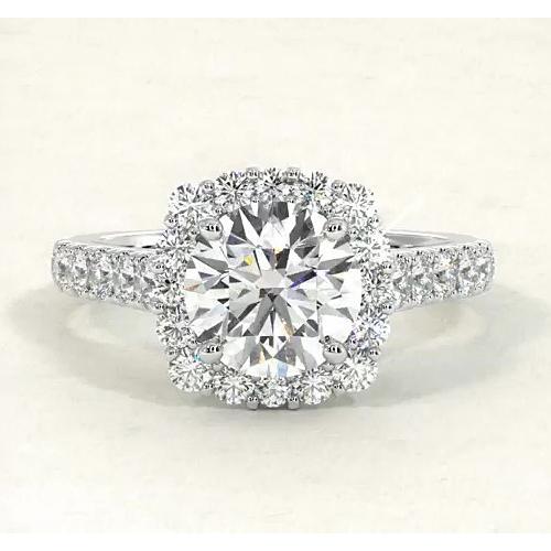 Vintage Style Real Diamond Halo Ring 4.50 Carats White Gold 14K