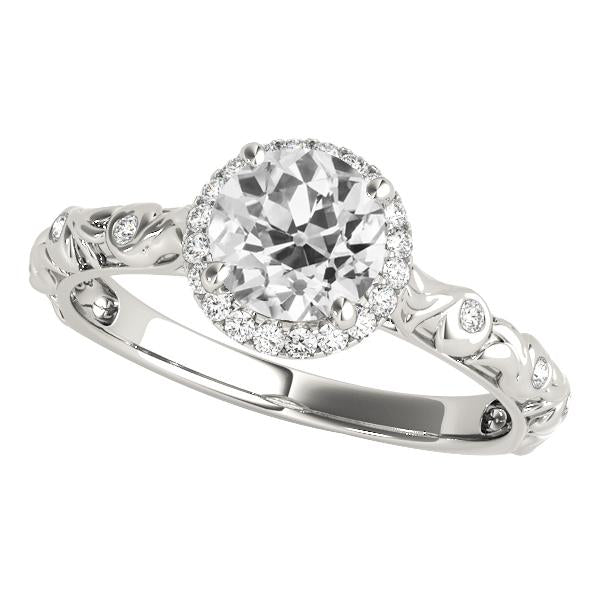Vintage Style Round Halo Old Miner Natural Diamond Ring 3.50 Carats Filigree