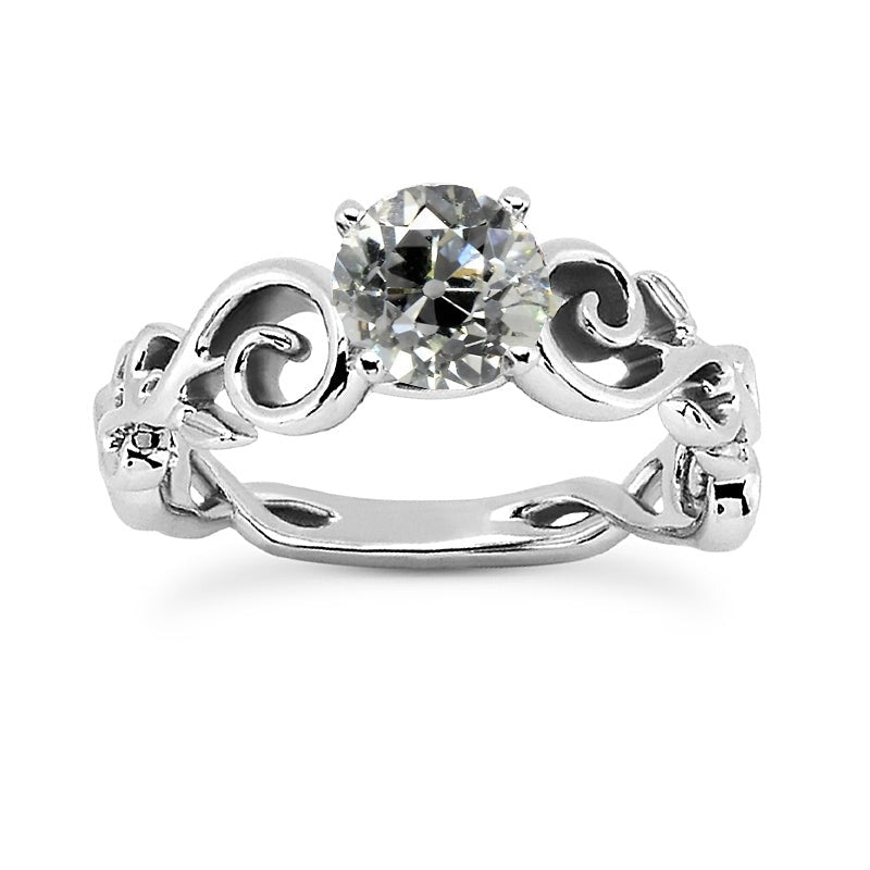 Vintage Style Solitaire Ring Real Old Cut Round Diamond Jewelry 1.75 Carats