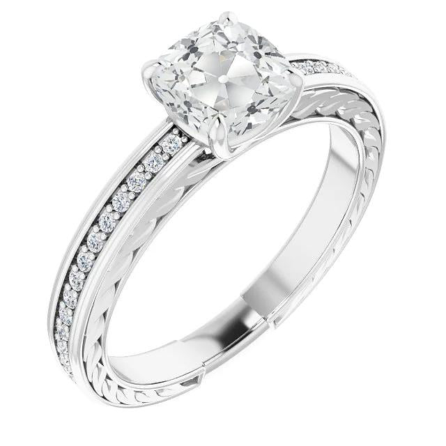 Vintage Style Women’s Ring Cushion Old Cut Real Diamond 5.75 Carats