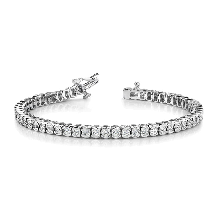 WG 14K Sparkling Half Bezel Set 4.50 Carats Real Diamonds Tennis Bracelet