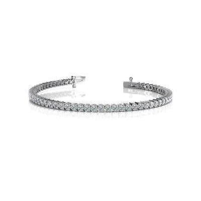 WG 14K Two Prong Set Round Genuine Diamond Tennis Bracelet 6.20 Ct